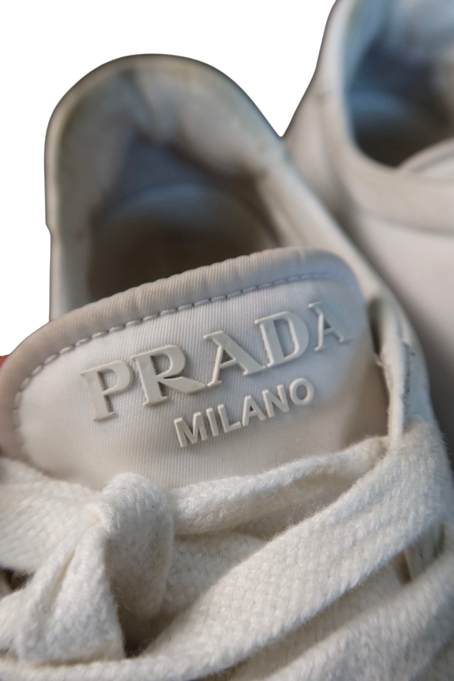 Prada Nappa Re Nylon White Sneakers Low Top Women