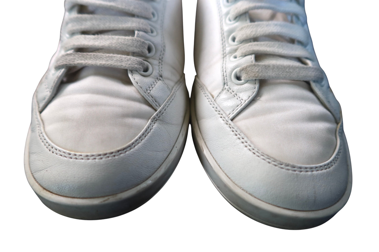 Prada Nappa Re Nylon White Sneakers Low Top Women