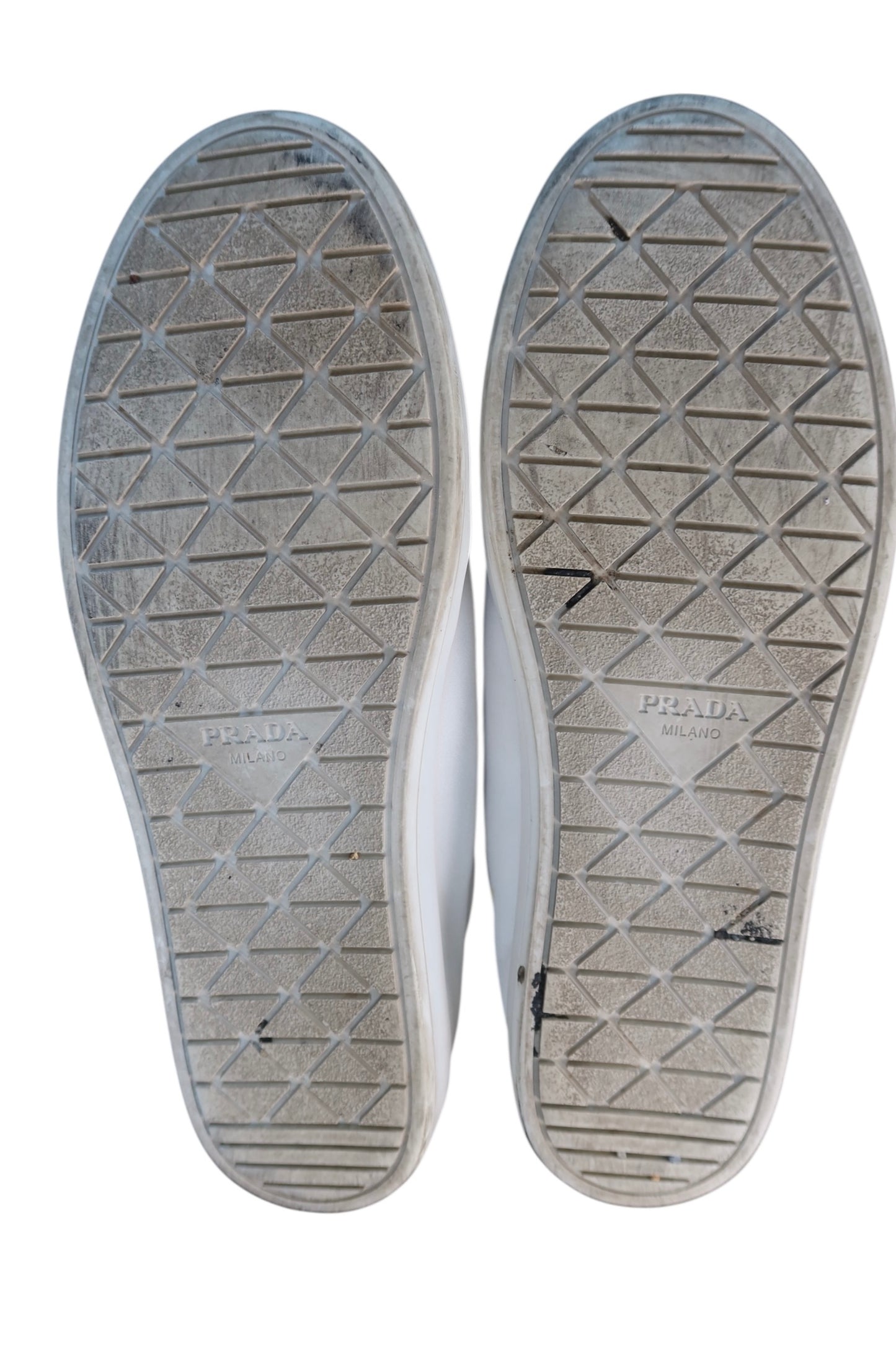 Prada Nappa Re Nylon White Sneakers Low Top Women