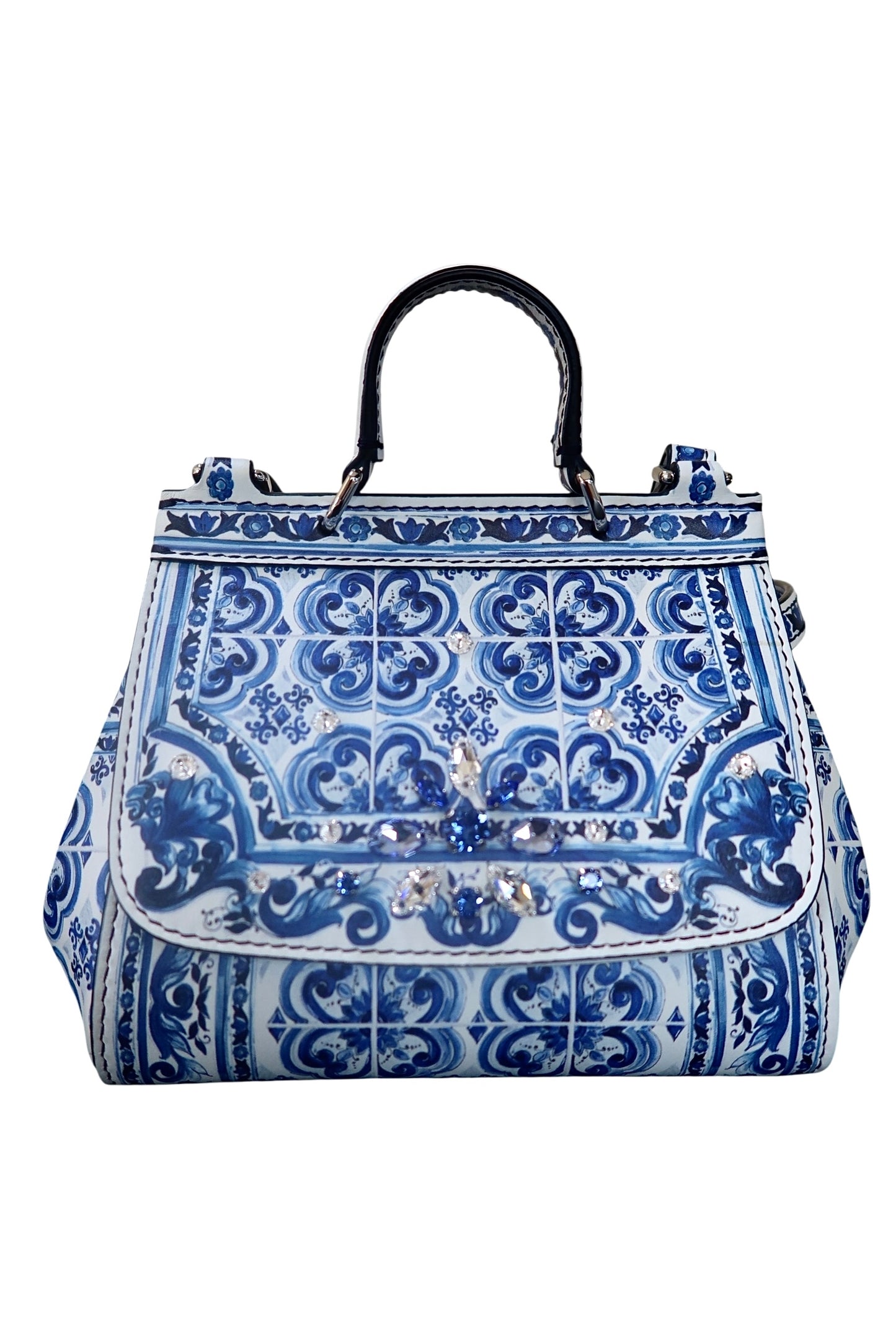 Dolce & Gabbana Mini Sicily Majolica-Print Top-Handle Bag