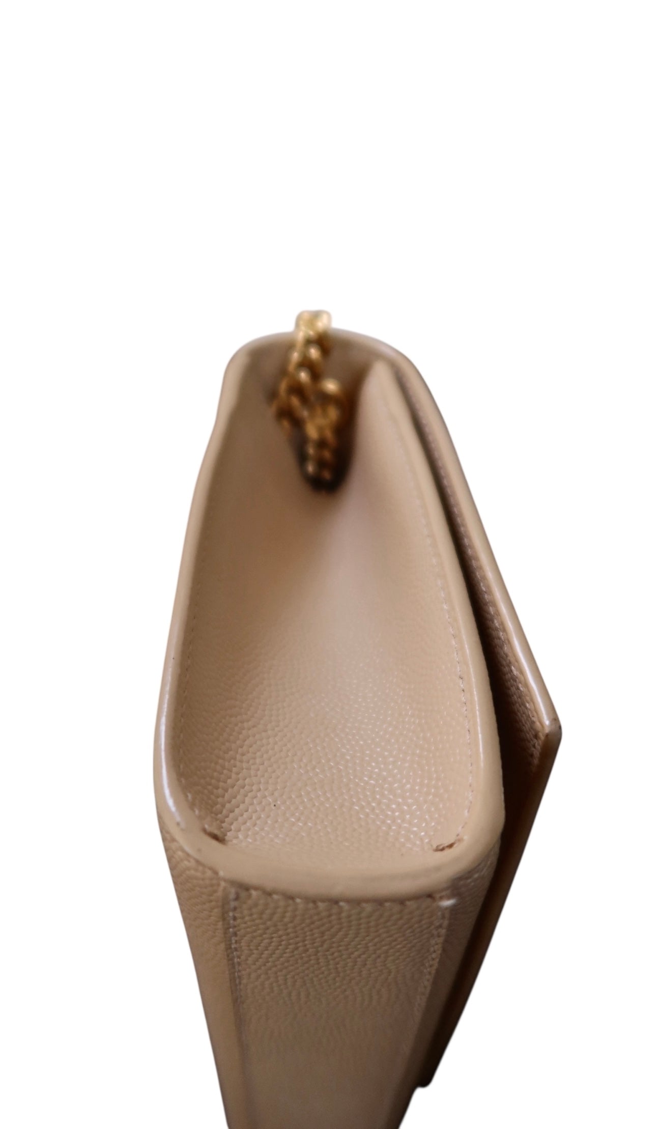 Saint Laurent Grain De Poudre Small Monogram Kate Satchel Nude Powder