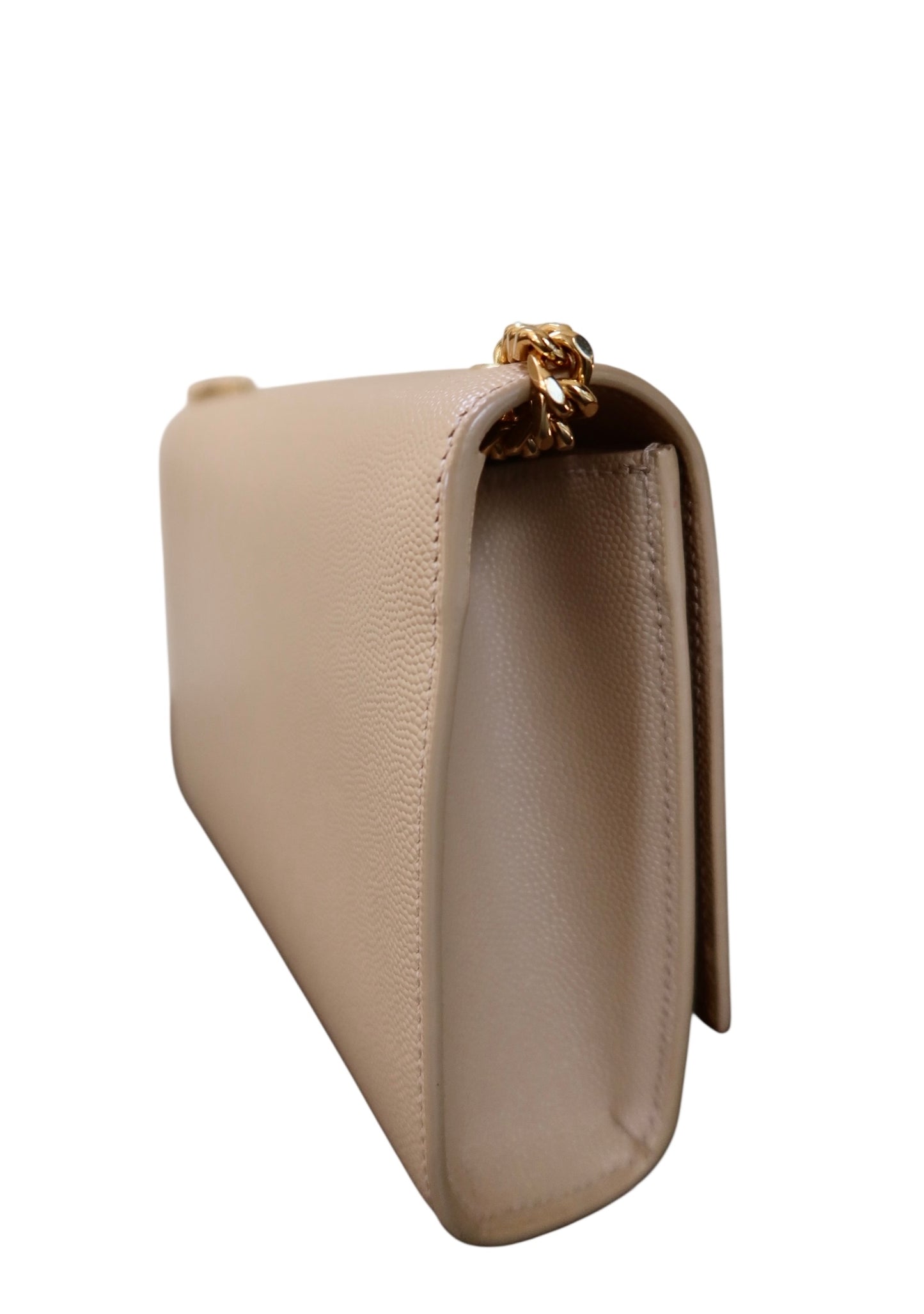 Saint Laurent Grain De Poudre Small Monogram Kate Satchel Nude Powder