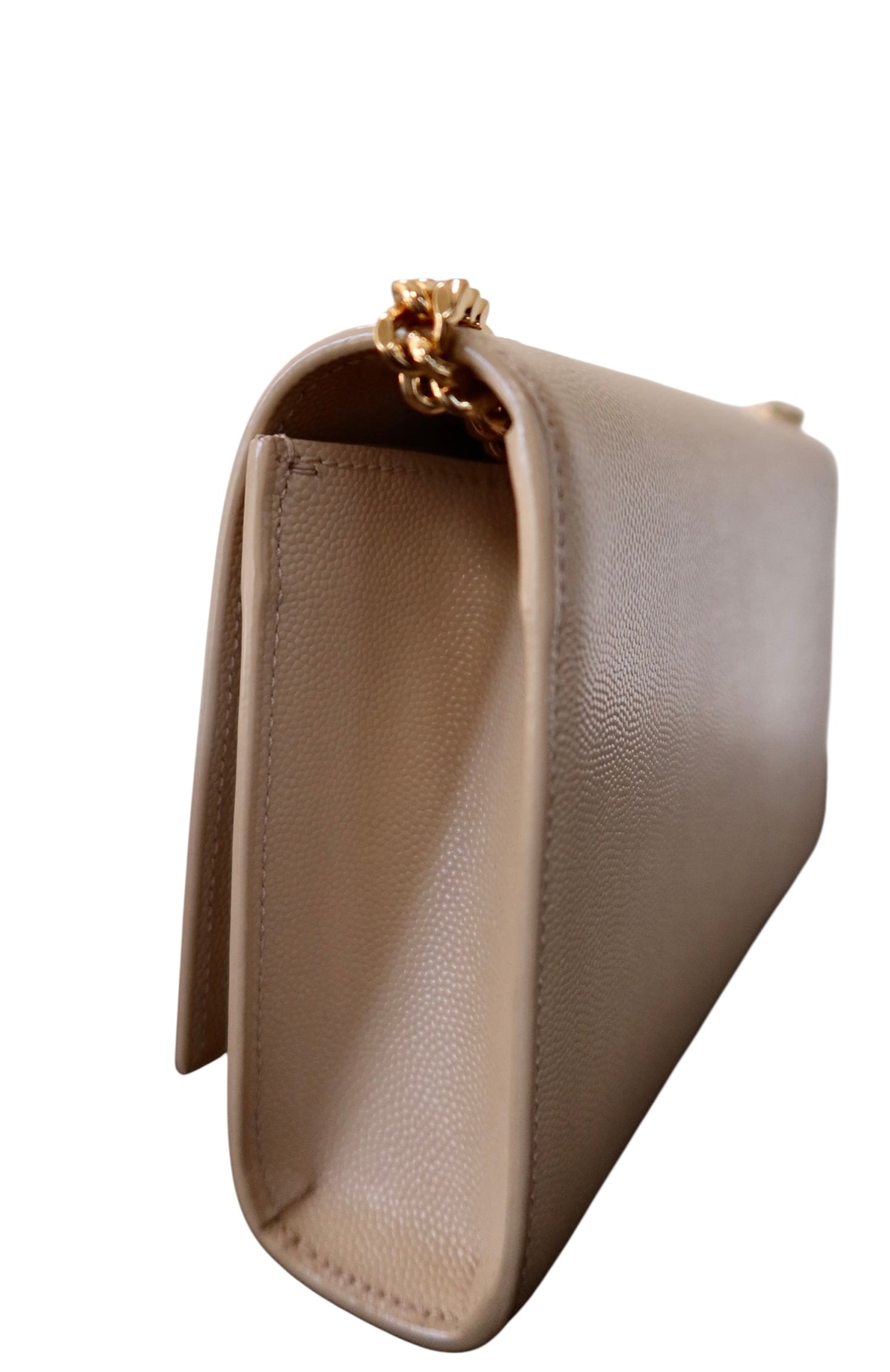 Saint Laurent Grain De Poudre Small Monogram Kate Satchel Nude Powder