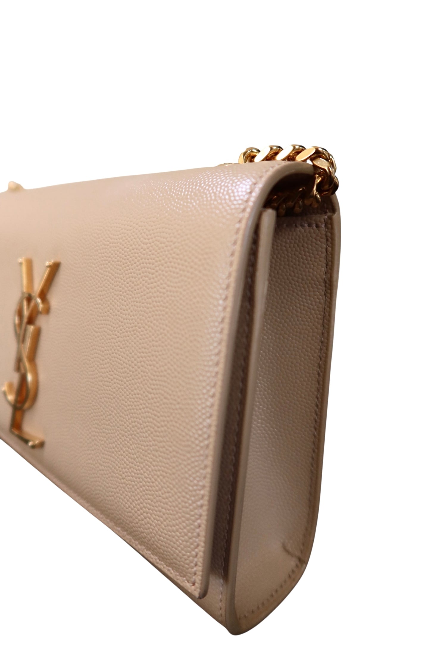 Saint Laurent Grain De Poudre Small Monogram Kate Satchel Nude Powder