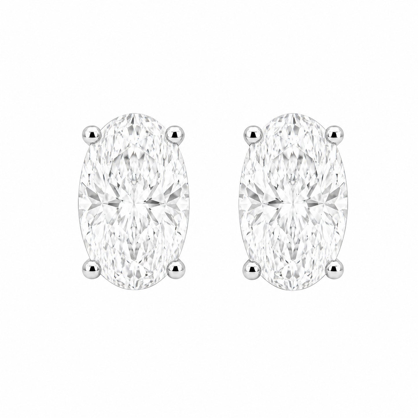 JANARY Oval Cut 5-Carat Diamond Stud Earrings in 18K White Gold