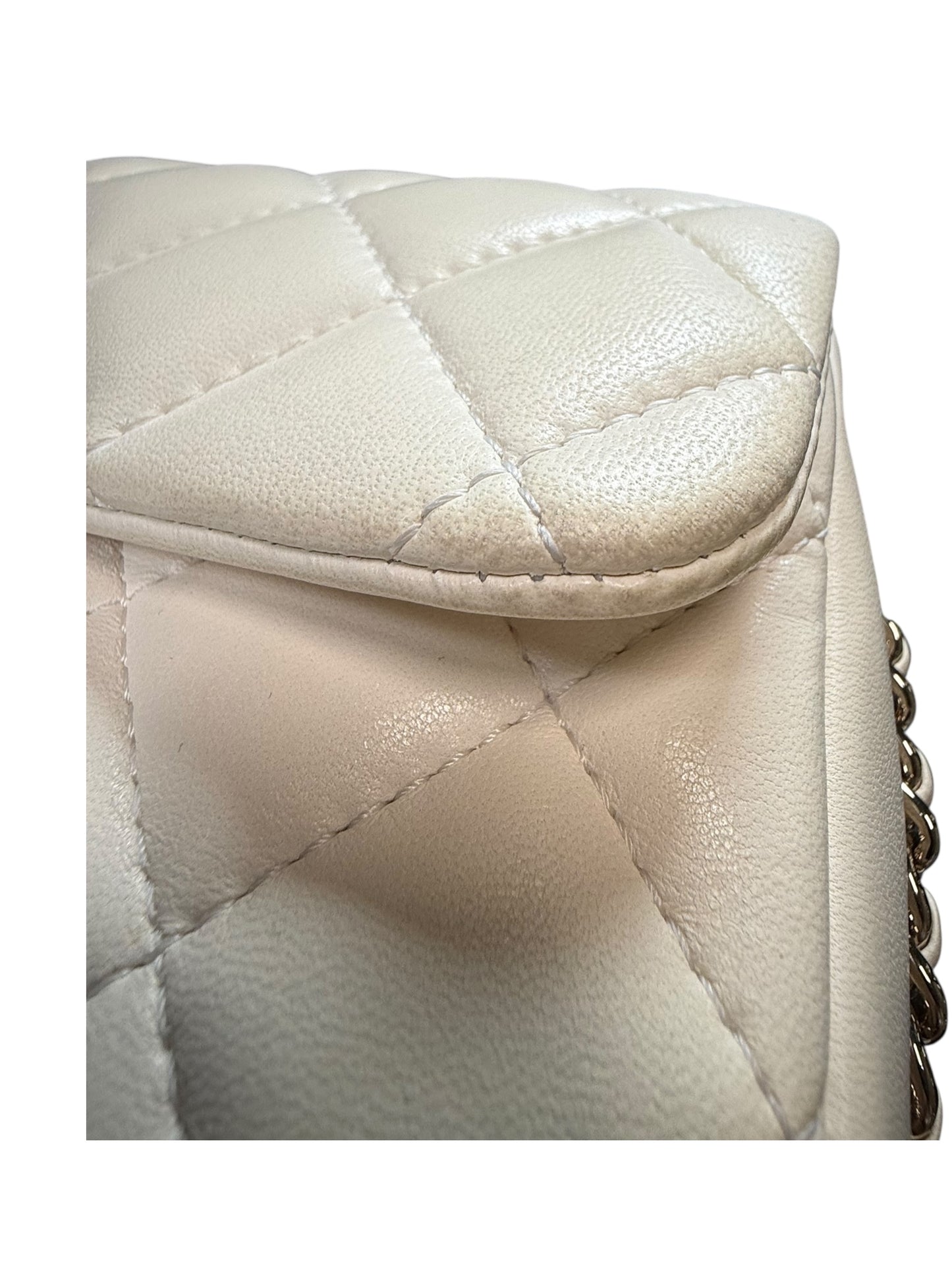 Chanel "My Precious" Flap Bag Imitation Pearl White Lambskin Light Gold Hardware
