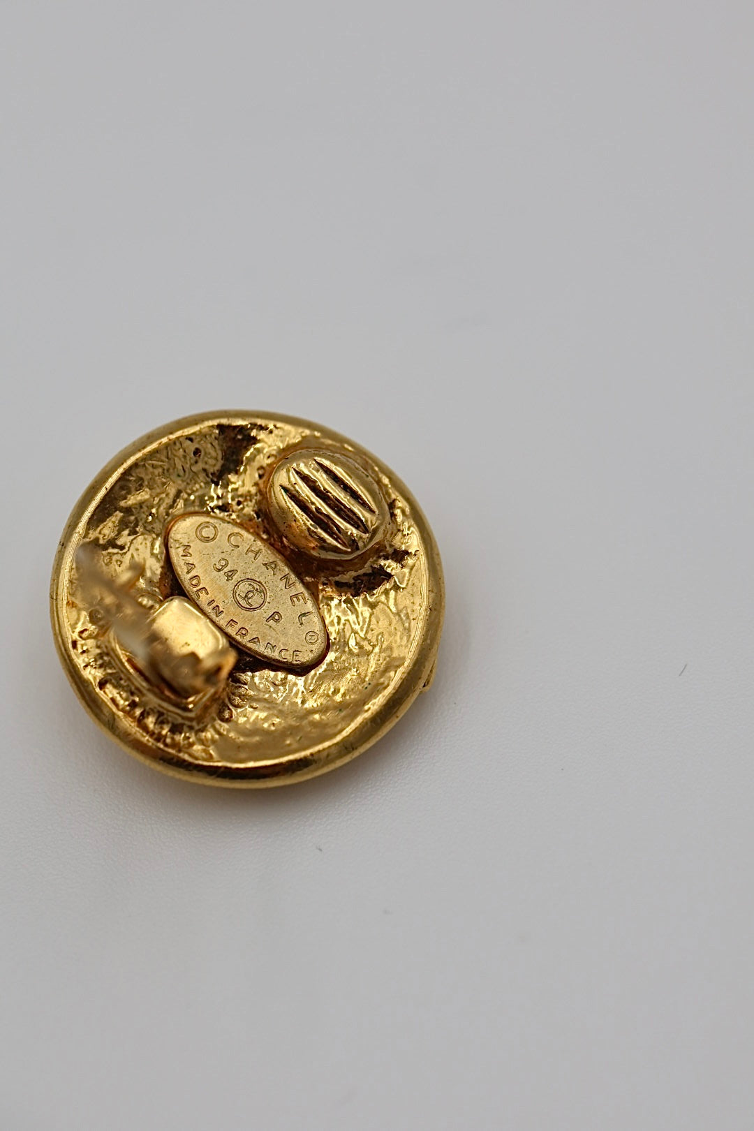 Chanel Coco Mark Gold Plated Round 94P Earrings