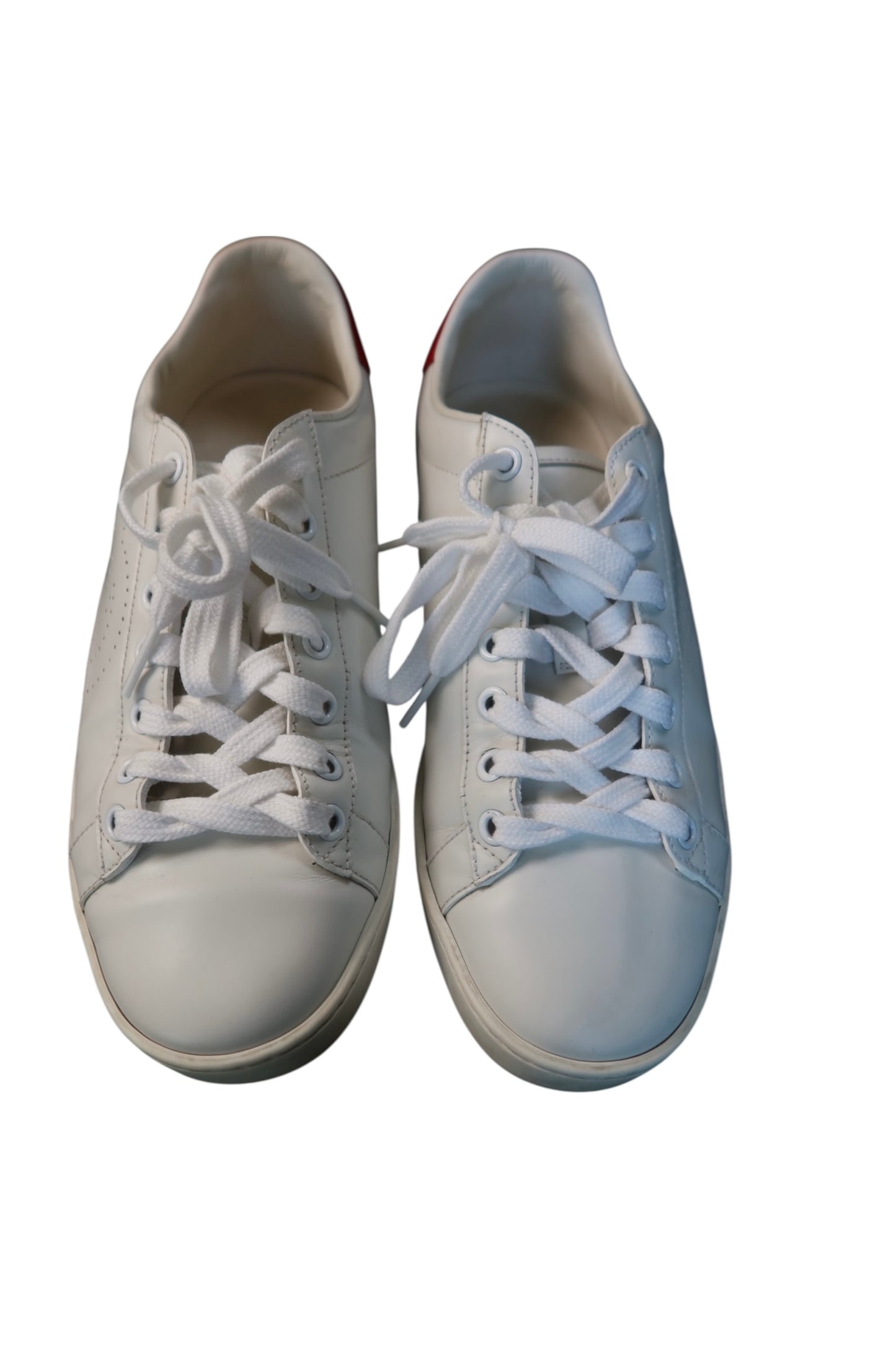 Gucci Ace Perforated Interlocking G Calfskin Leather Sneakers White with Red Accents Women