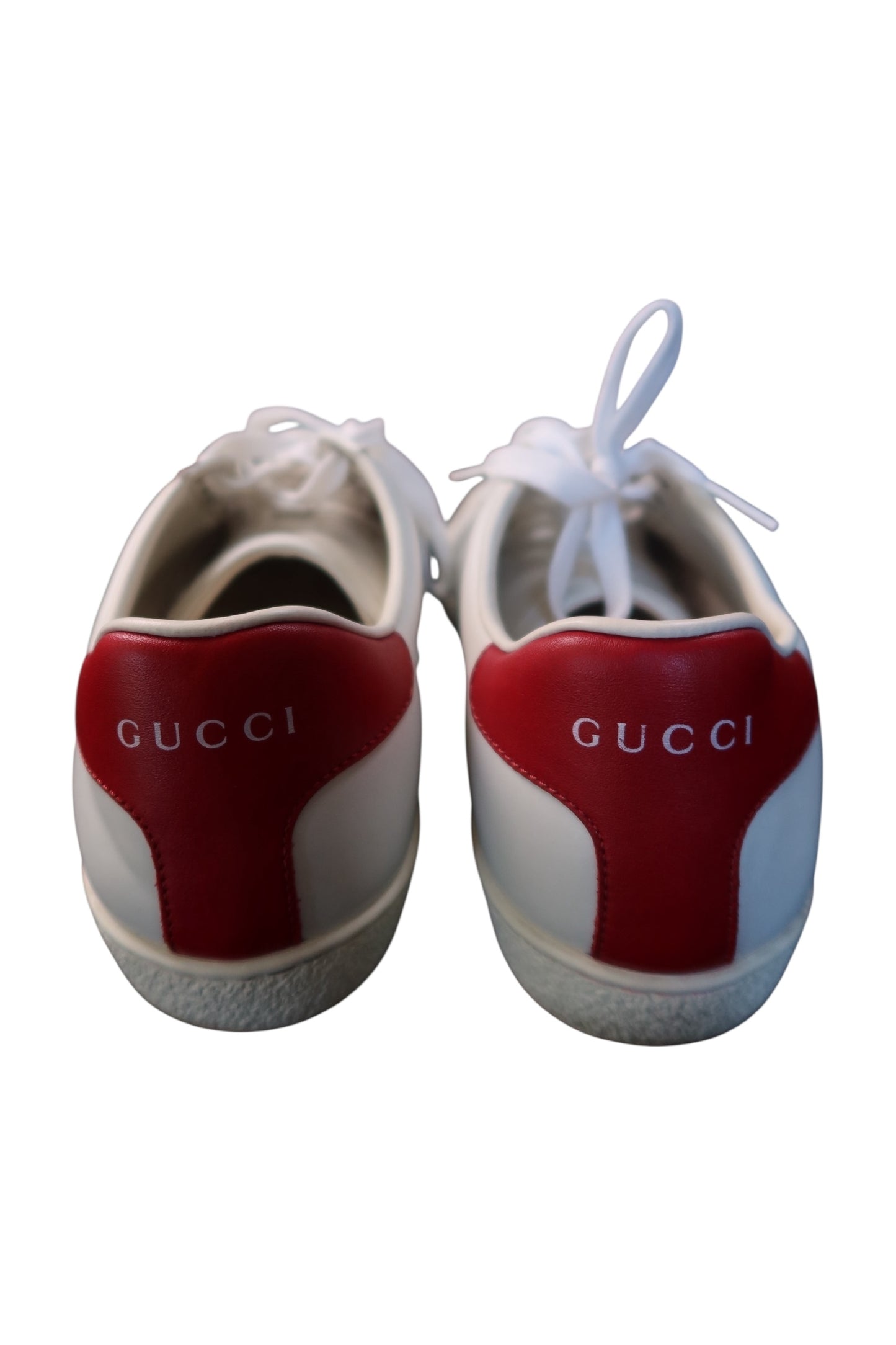 Gucci Ace Perforated Interlocking G Calfskin Leather Sneakers White with Red Accents Women