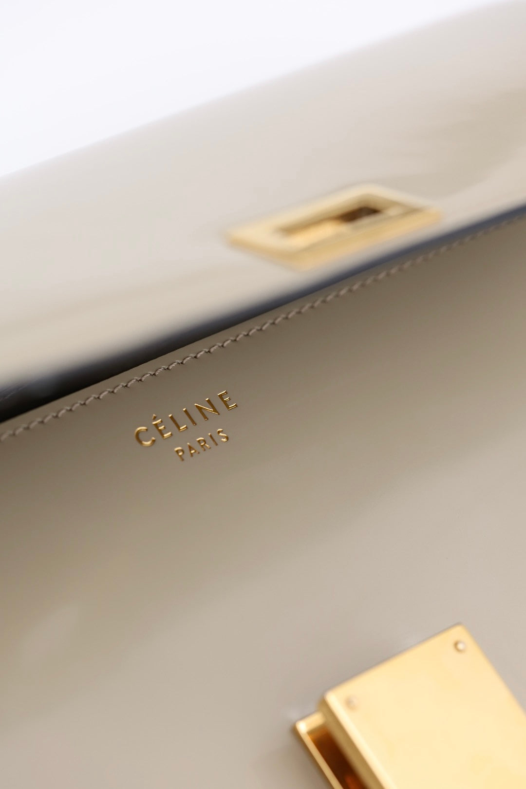 Celine Medium Classic Bag in Beige Patent Leather
