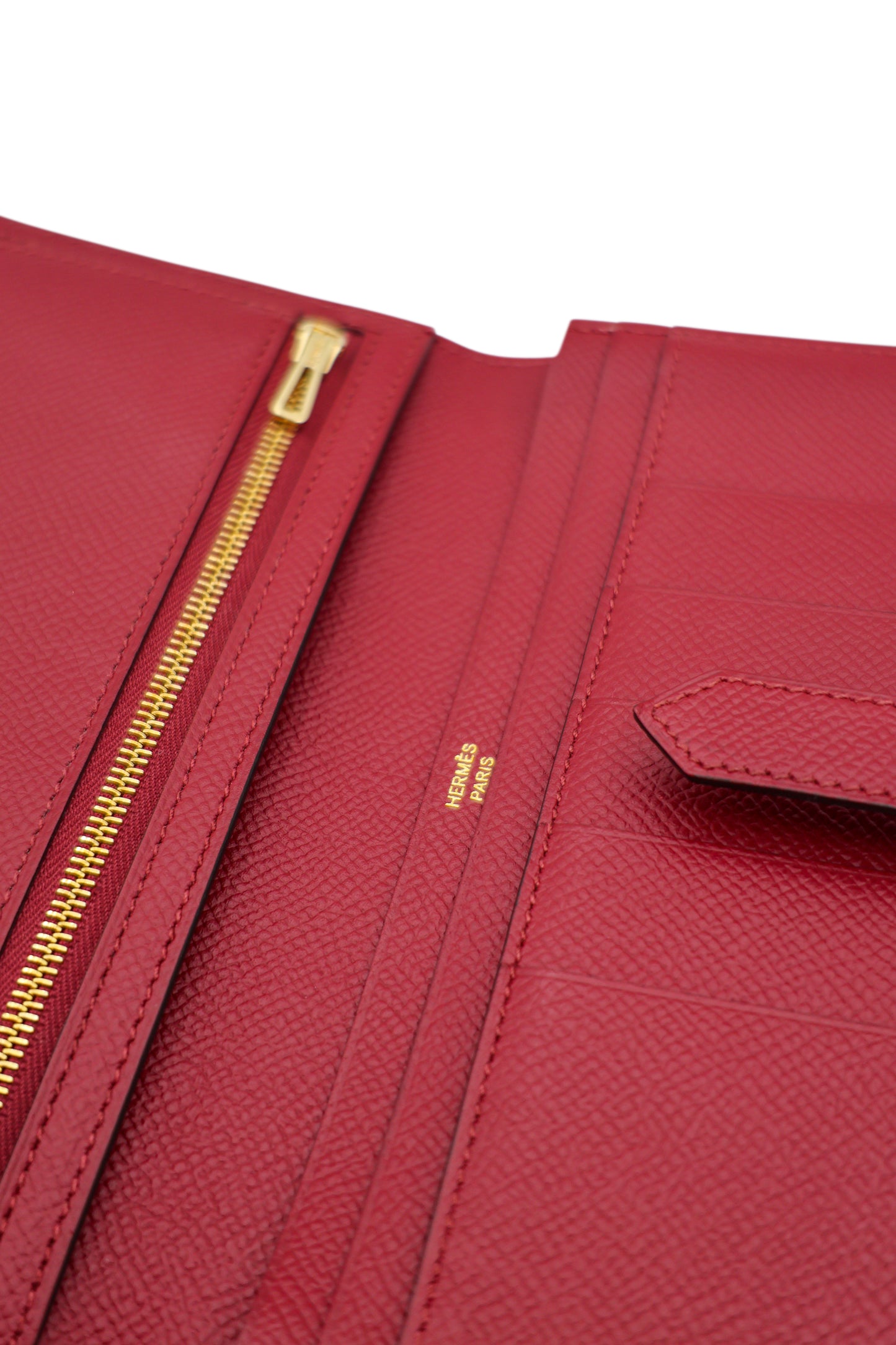Hermès Bearn Soufflet Wallet in Rouge Ash with Gold Hardware