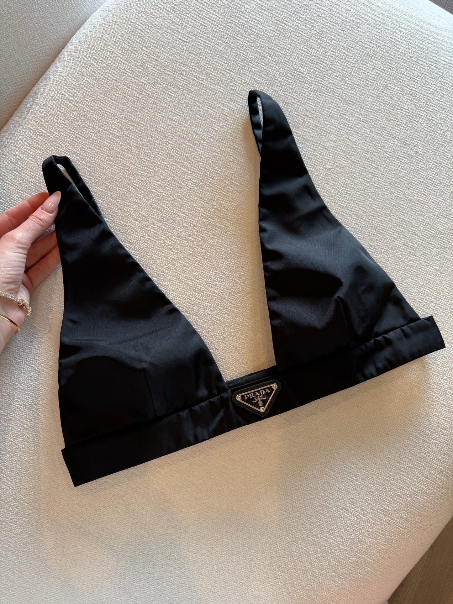 Prada Re-Nylon Bralette Top in Black