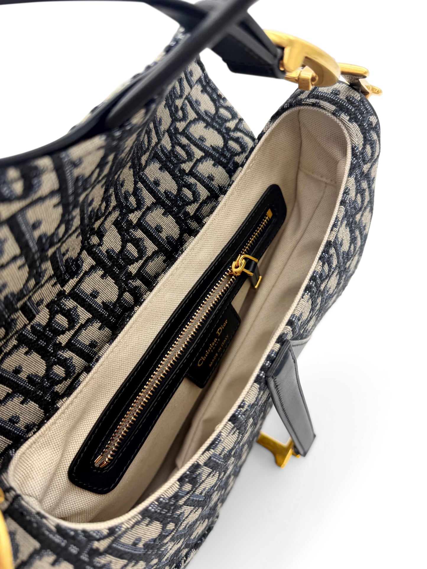 Christian Dior Oblique Saddle Bag in Navy Blue