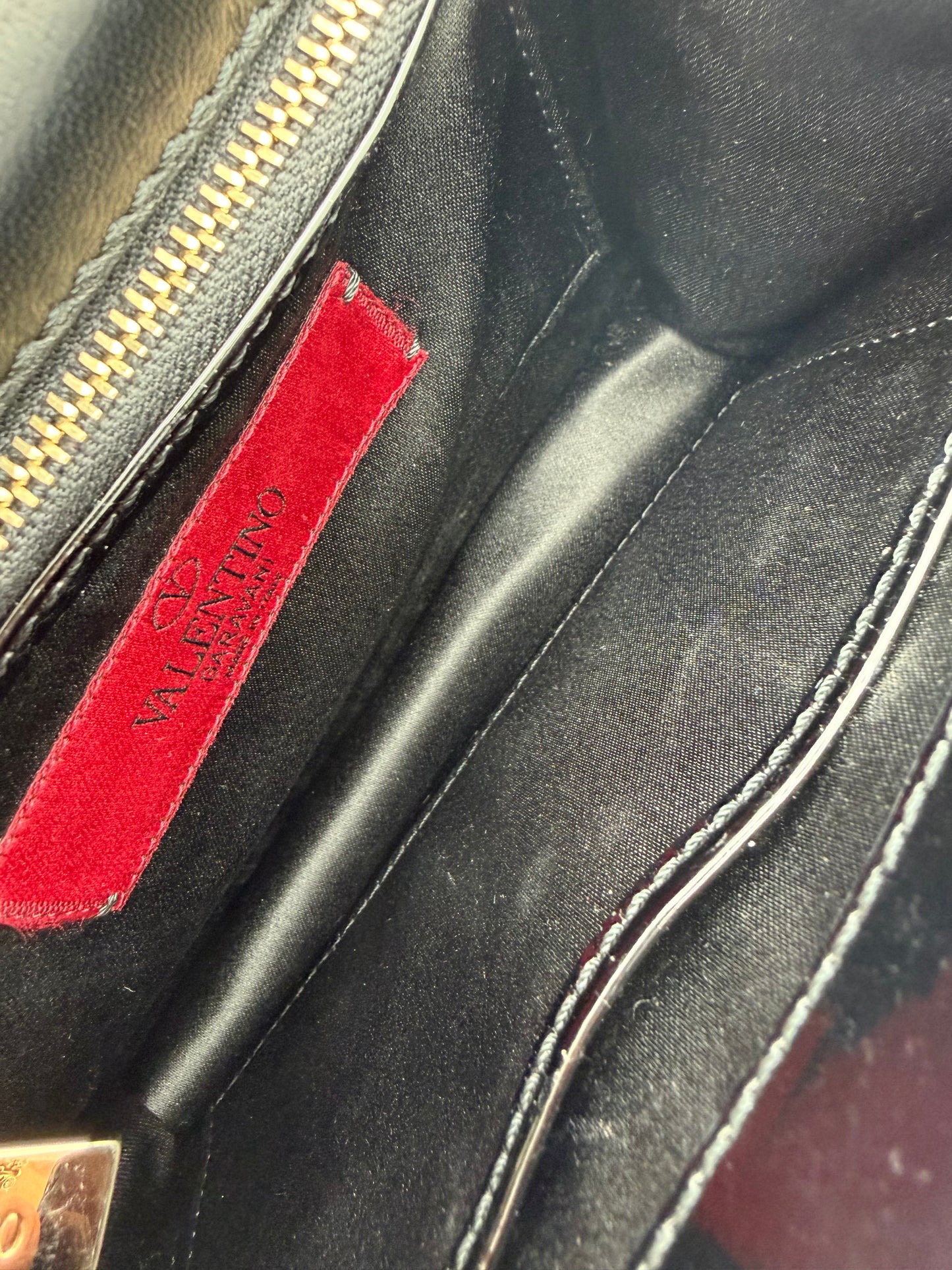 Valentino Garavani Beaded & Jeweled Pochette Bag in Black Leather