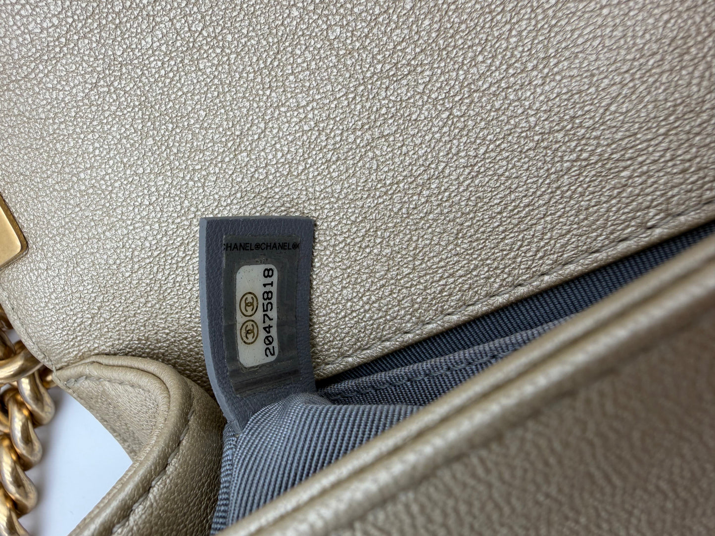 Chanel Limited Edition Small Boy Bag in Gold Metallic Lambskin