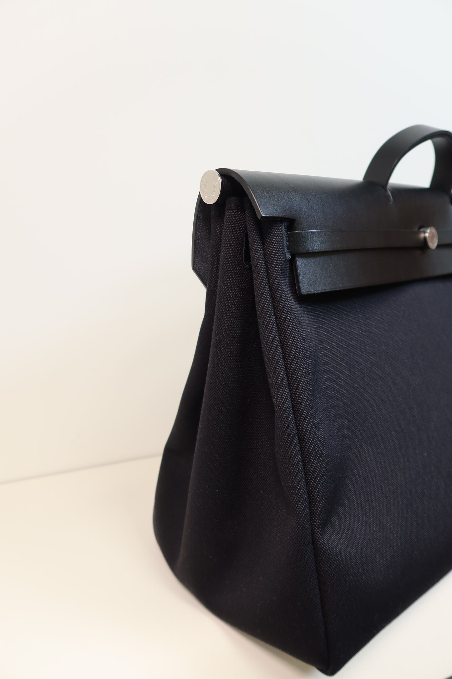 Hermès Black Vache Hunter and Toile Herbag Zip Cabine 50