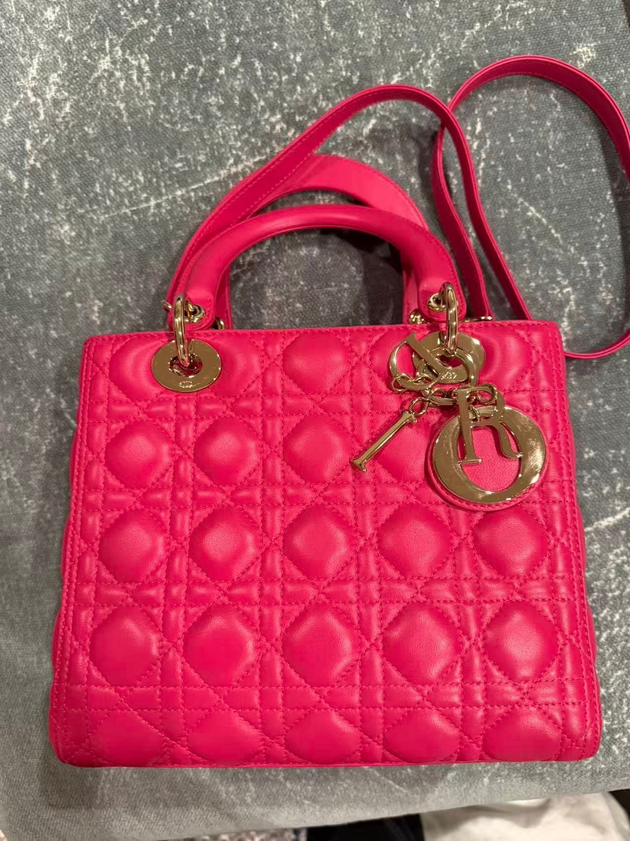Dior Medium Lady Dior Bag in Hot Pink Cannage Lambskin