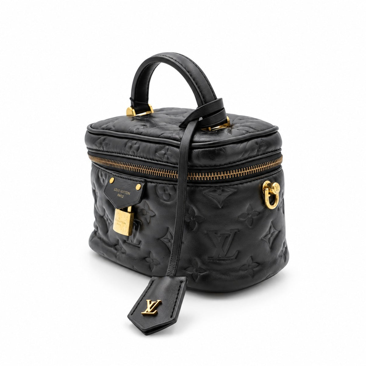 Louis Vuitton Monogram Embossed Leather Vanity NV PM Bag Black GHW