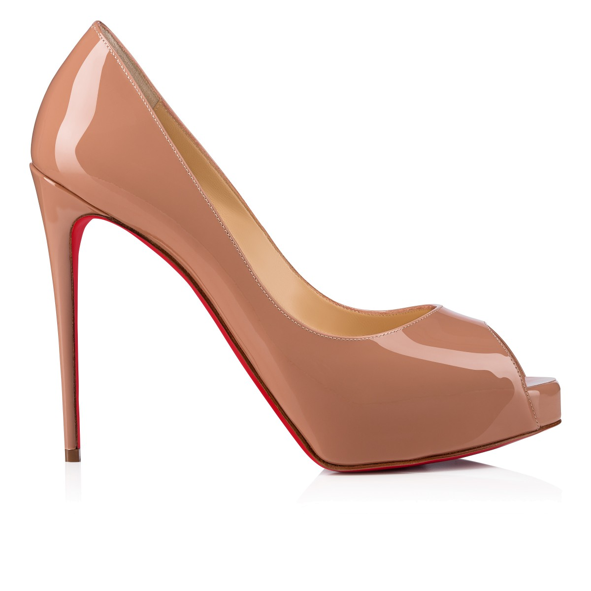 Christian Louboutin Tan New Very Prive Patent Nude Red Sole Pumps