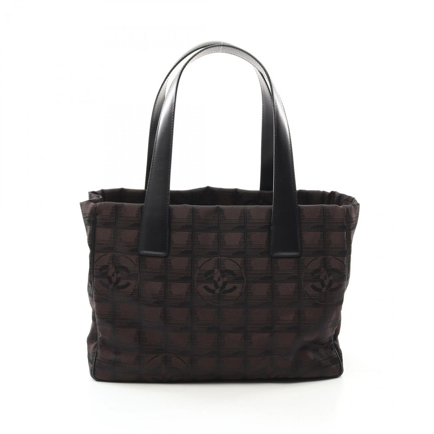 CHANEL New Travel Line PM Tote Shoulder Bag Leather Nylon Canvas