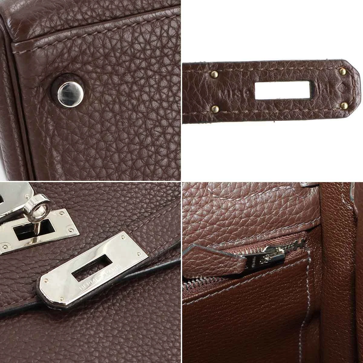 HERMES Kelly 32 Hand Shoulder Bag Taurillon Clemence Cacao Purse