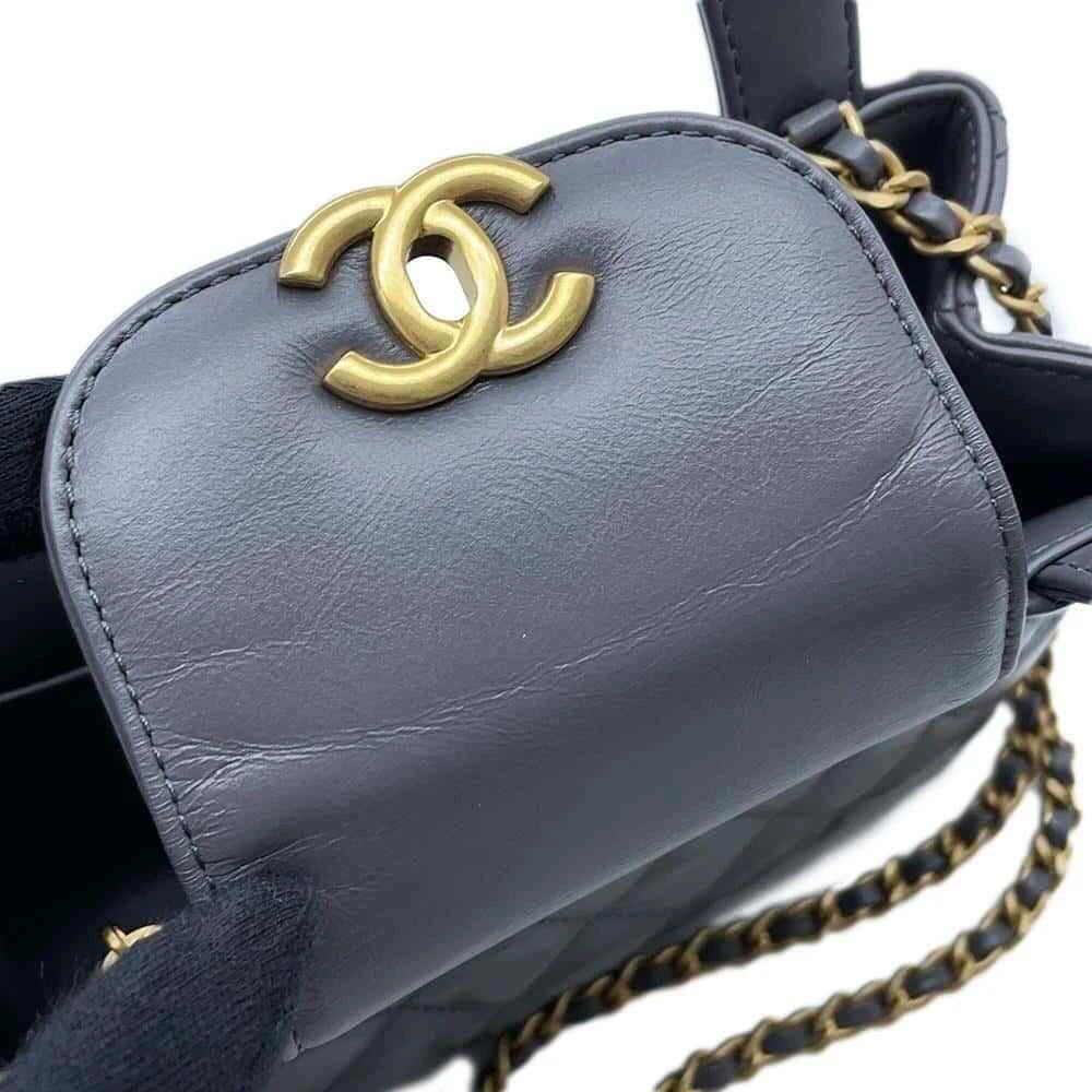 CHANEL Mini Shopping Bag Size Mini Calf Leather Gray