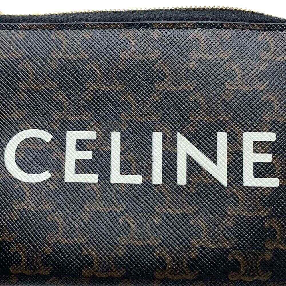 CELINE Triomphe Coin & Card Pouch PVC Coated Canvas Black