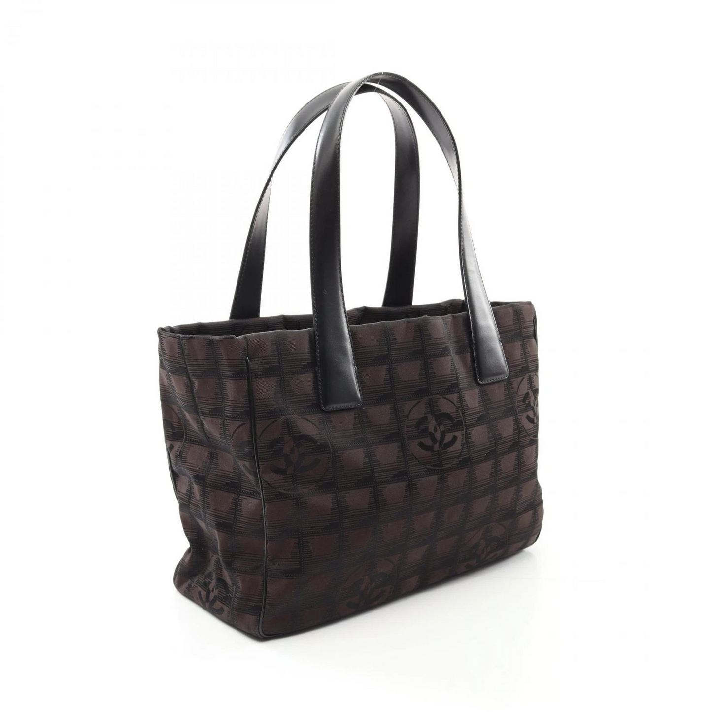 CHANEL New Travel Line PM Tote Shoulder Bag Leather Nylon Canvas