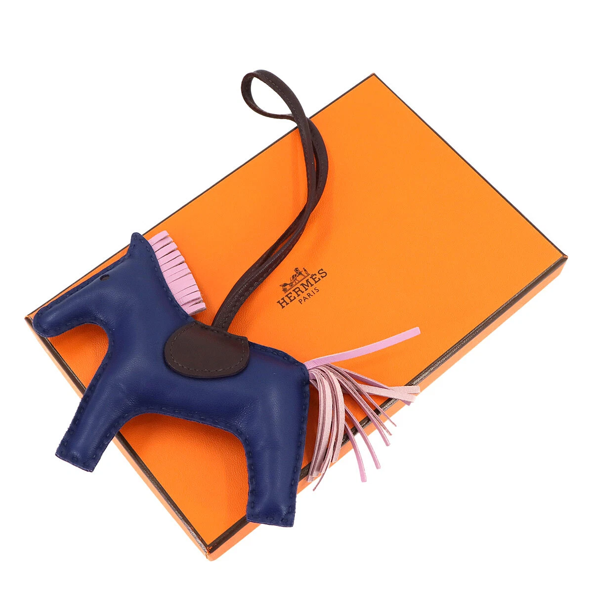 HERMES Rodeo MM Bag Charm Agneau Milo Bleu Saphir Mauve Sylvestre