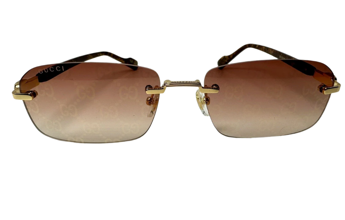 Gucci Sunglasses GG 1221S 004 Gold with Red Gradient Logo Lens