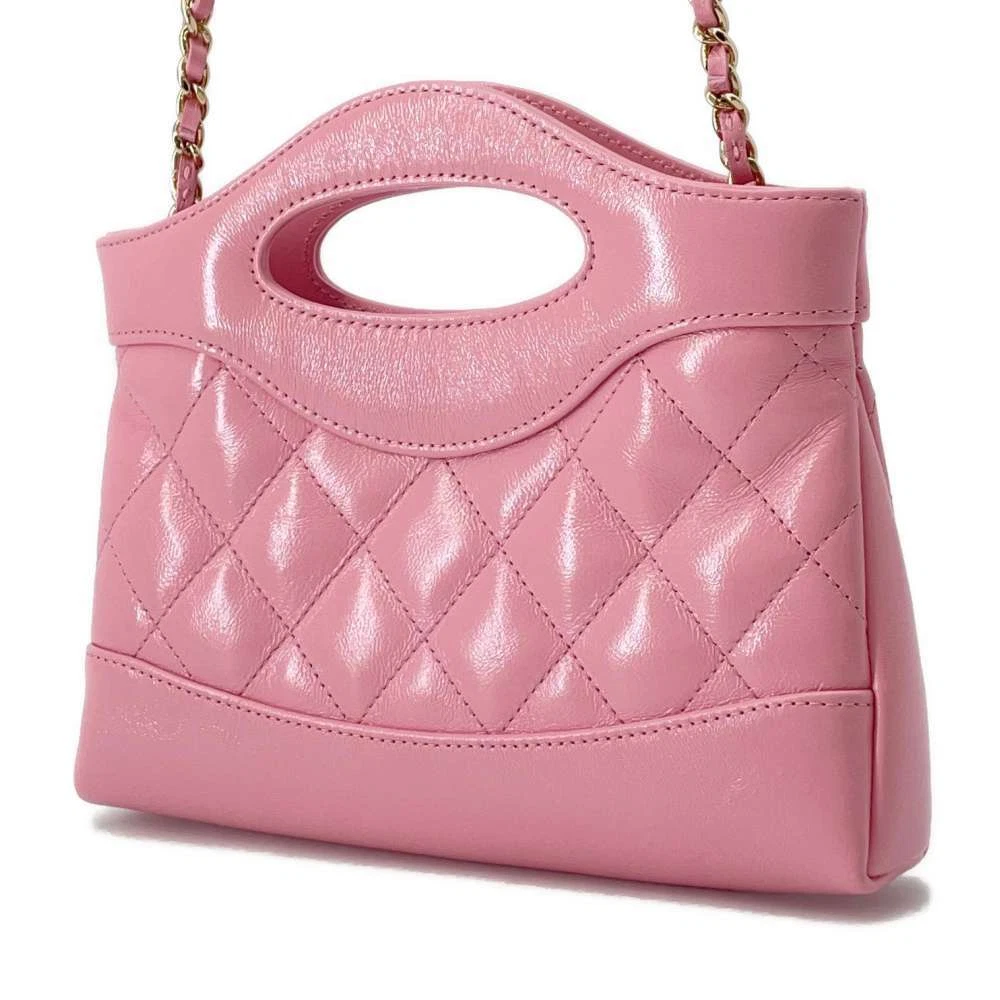 CHANEL CHANEL31 Chain Shoulder Bag Size Mini Shiny Calf Leather Pink