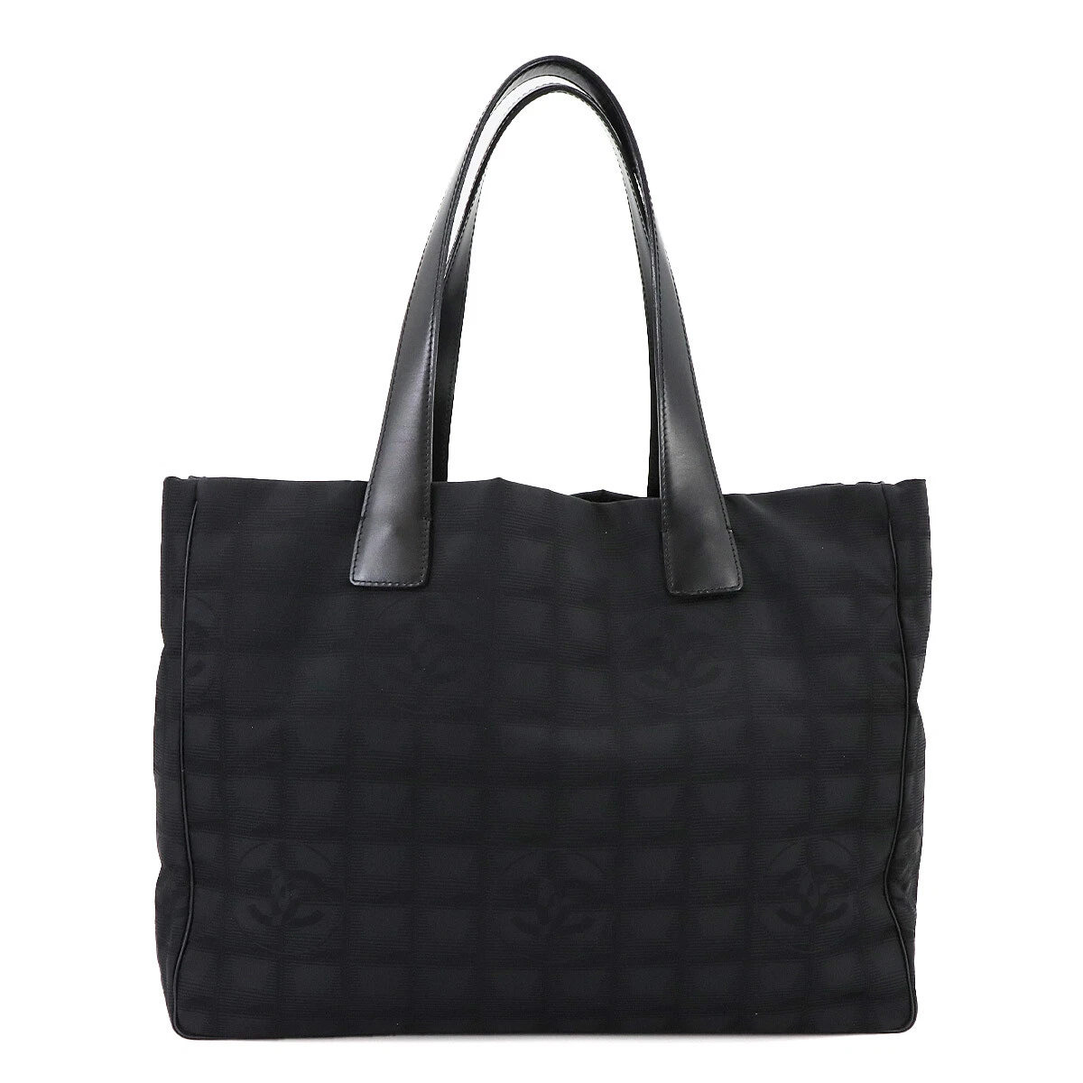 CHANEL New Travel Line Tote MM Bag Nylon Jacquard Leather Black A15991