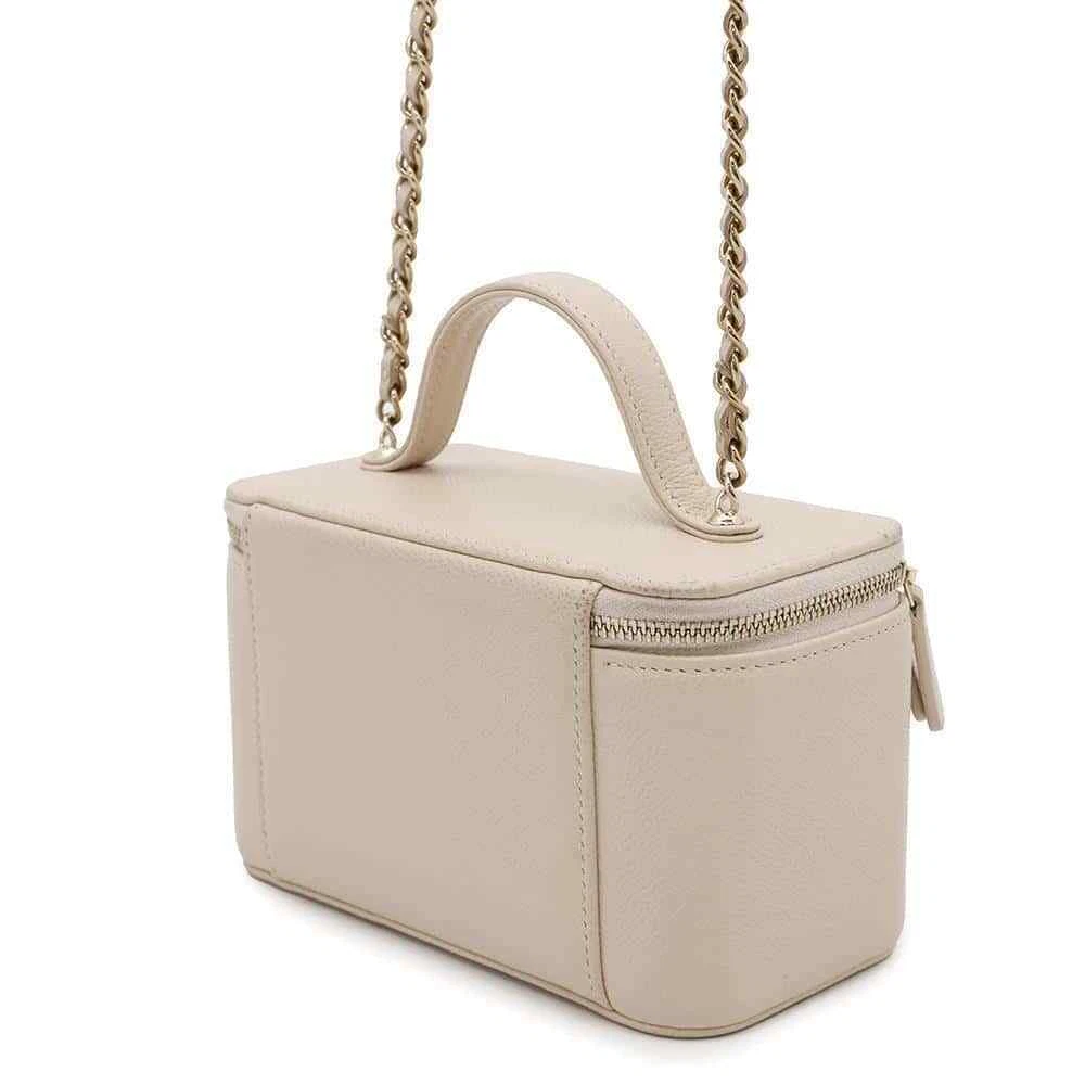 CHANEL Matelasse 2WAY Chain Vanity Bag Calfskin Beige