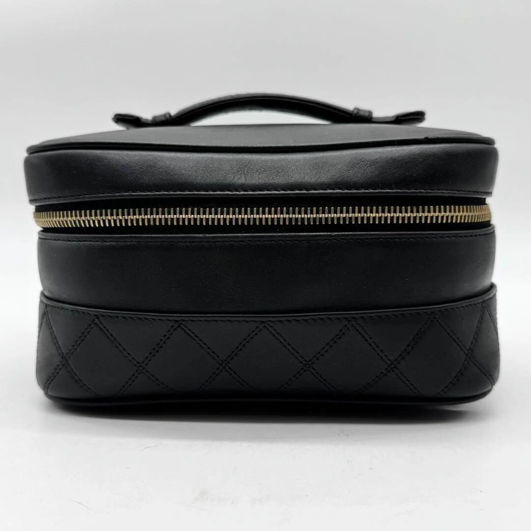 Chanel MATRASSE Vanity Bag Coco Mark Bicolore Lambskin Black Women’s