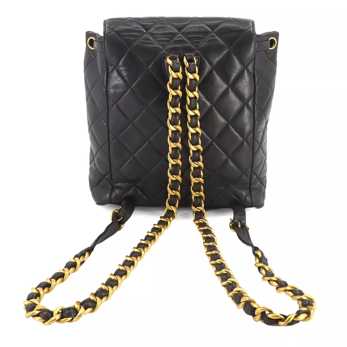 CHANEL Matelasse Chain Backpack Leather Black duma Purse Vintage
