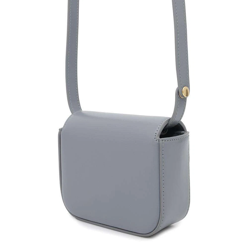 CELINE Triomphe Claude Shoulder Bag Size Mini Shiny Calf Leather Blue Gray