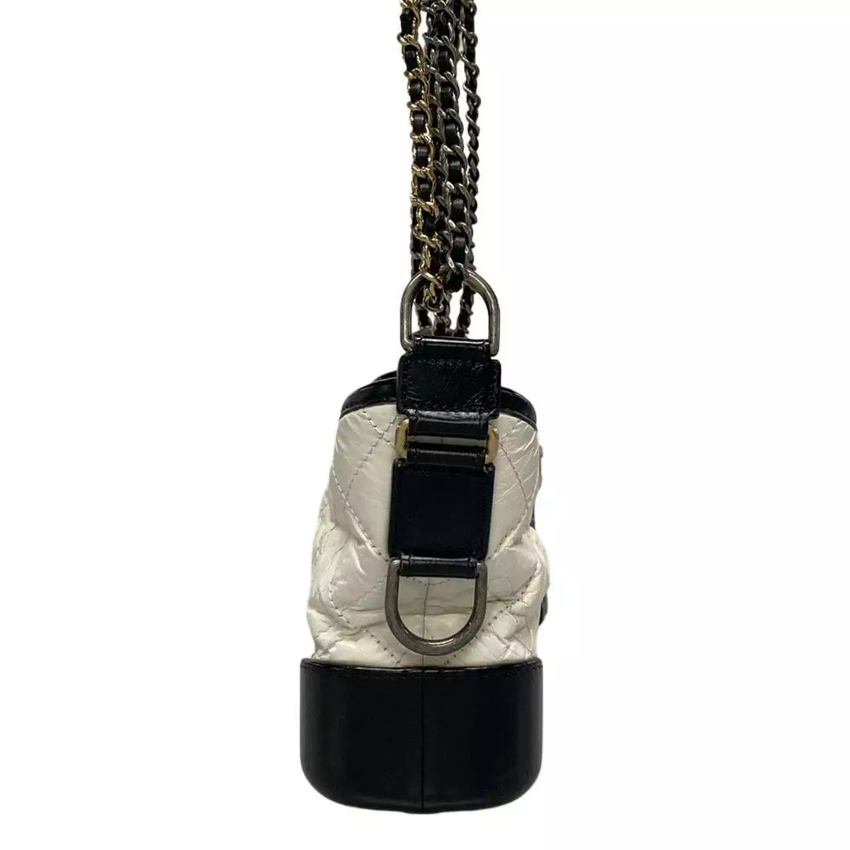 CHANEL Gabrielle de Chanel Small Hobo Bag White Black Aged Calfskin