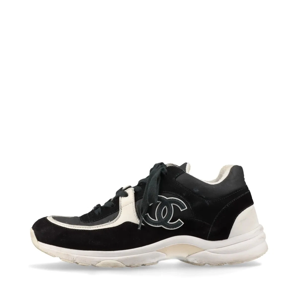 Chanel Coco Mark Fabric Sneakers 40 Ladies' Black
