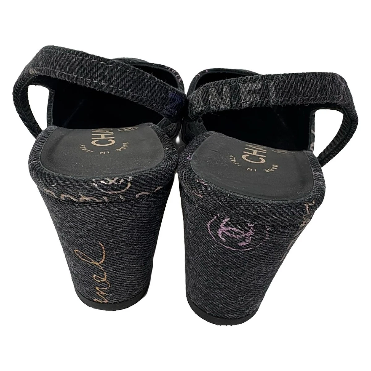 CHANEL Dark Gray Multi Denim Women's Sandals