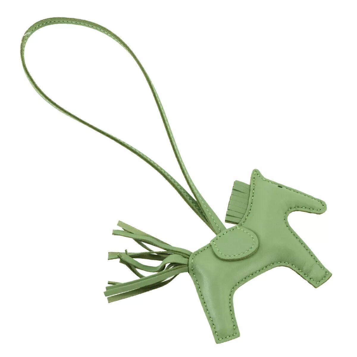 HERMES Rodeo PM Bag Charm Agneau Milo Swift Leather Vert Criquet