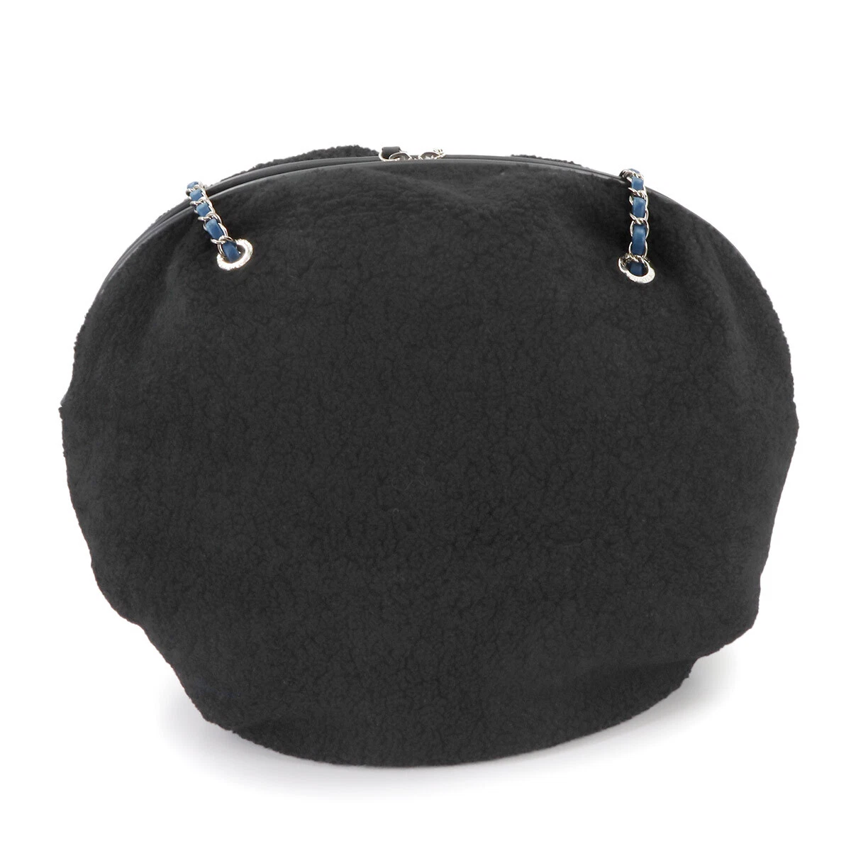 CHANEL Deauville Round Chain Shoulder Bag Shearling Black A57972