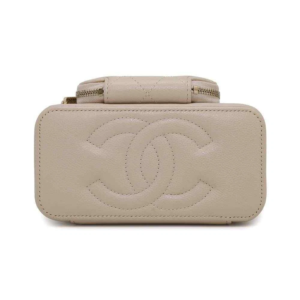 CHANEL Matelasse 2WAY Chain Vanity Bag Calfskin Beige