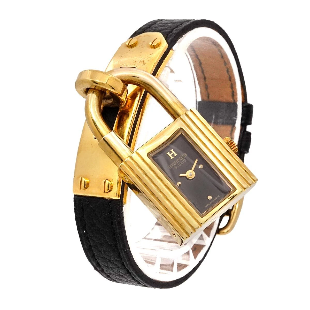 HERMES KELLY Watch Quartz Black Dial Leather Ladies Watch