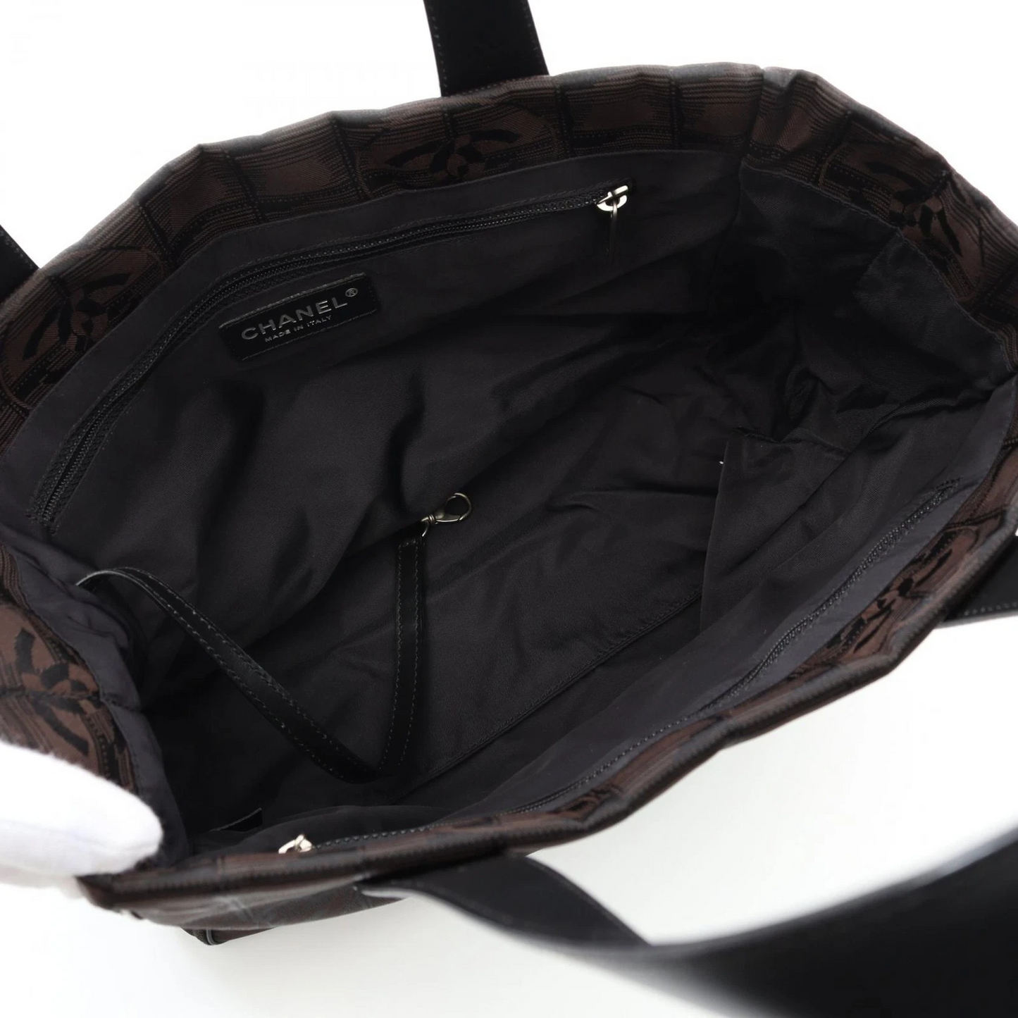 CHANEL New Travel Line PM Tote Shoulder Bag Leather Nylon Canvas