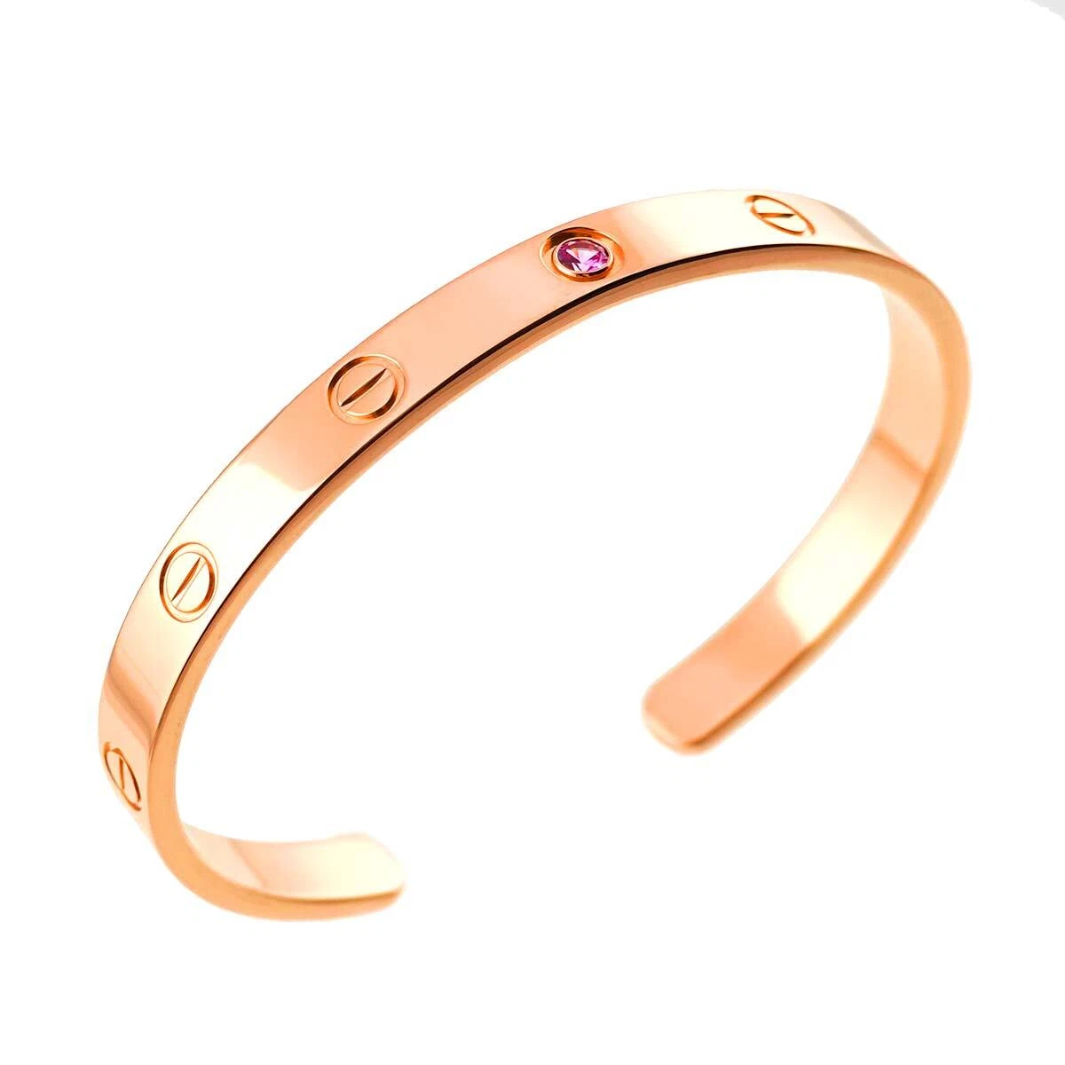 Cartier Love Bracelet Open Sapphire 18K Pink Gold 750 Size 18