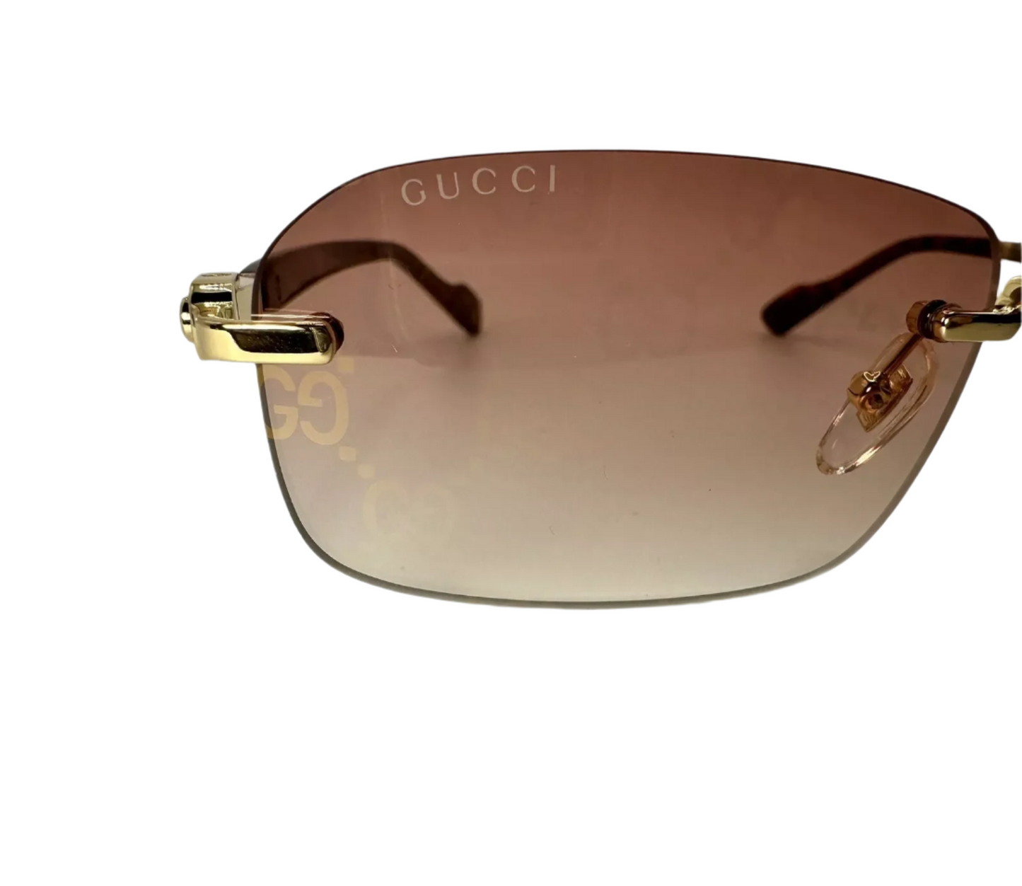 Gucci Sunglasses GG 1221S 004 Gold with Red Gradient Logo Lens