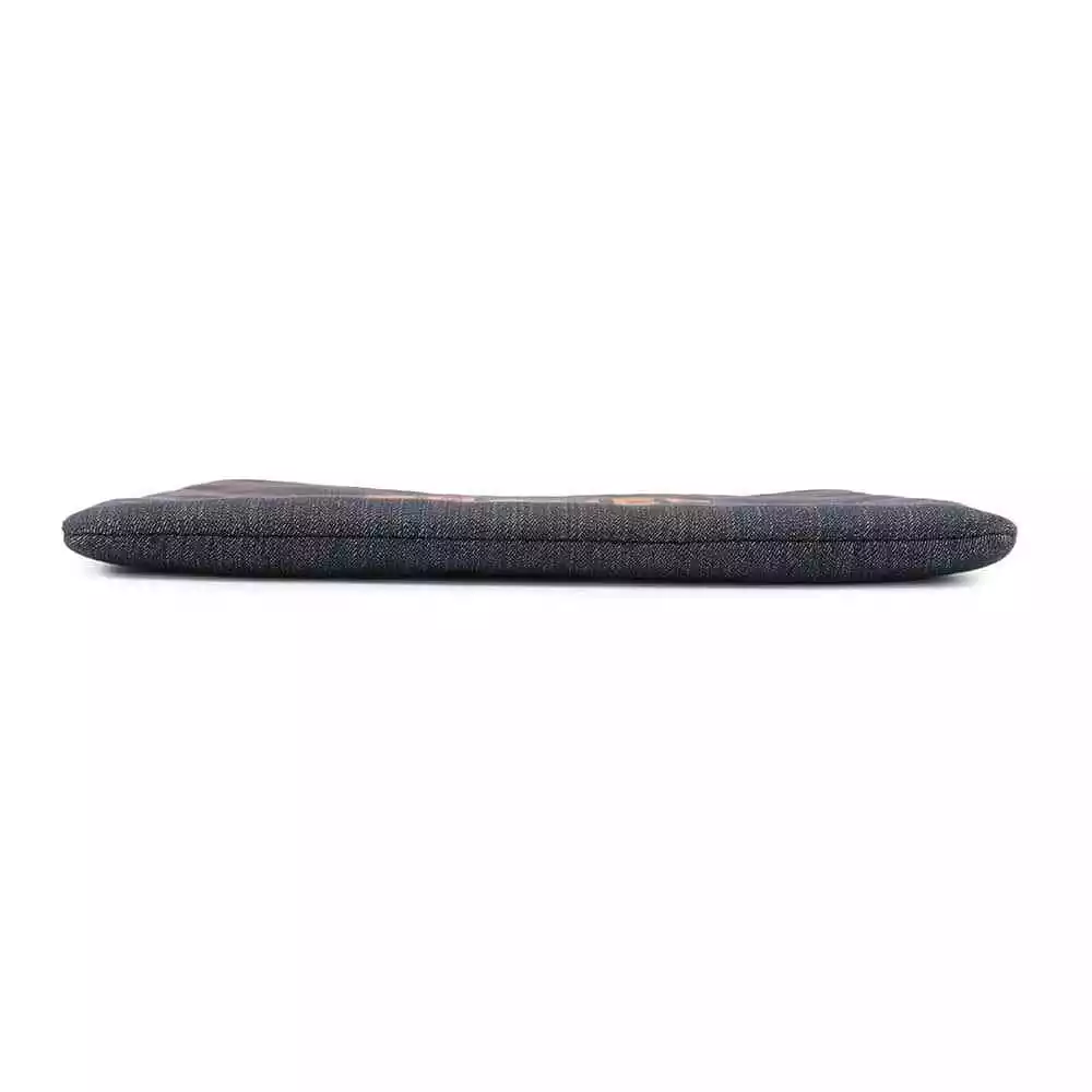 CHANEL Deauville Clutch Bag Denim Navy Orange