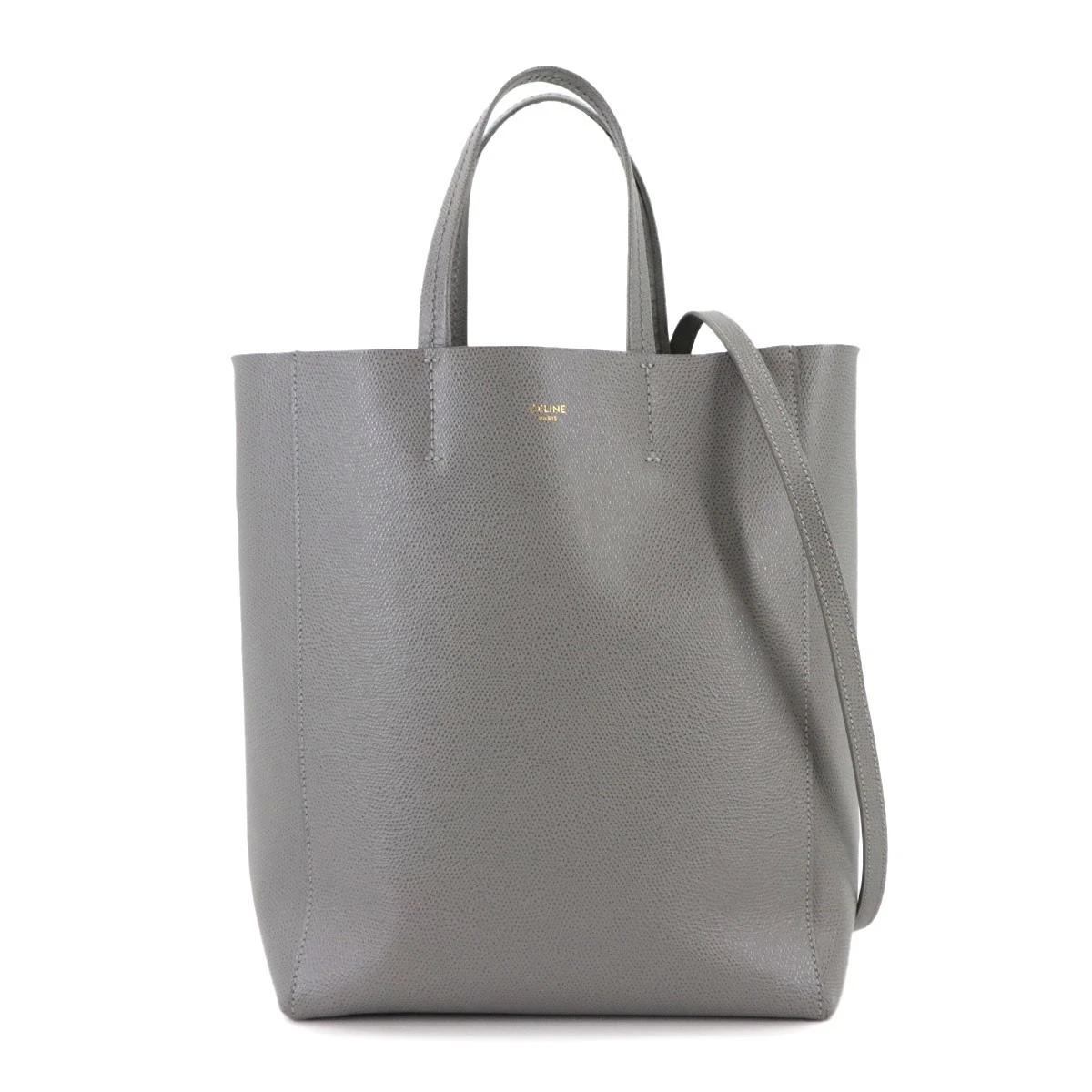 CELINE Small Vertical Cabas 2 way Tote Shoulder Bag Leather Grey