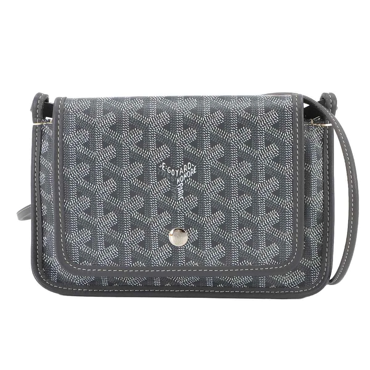 GOYARD Plumet Pocket Wallet Shoulder Bag PVC Leather Grey Purse