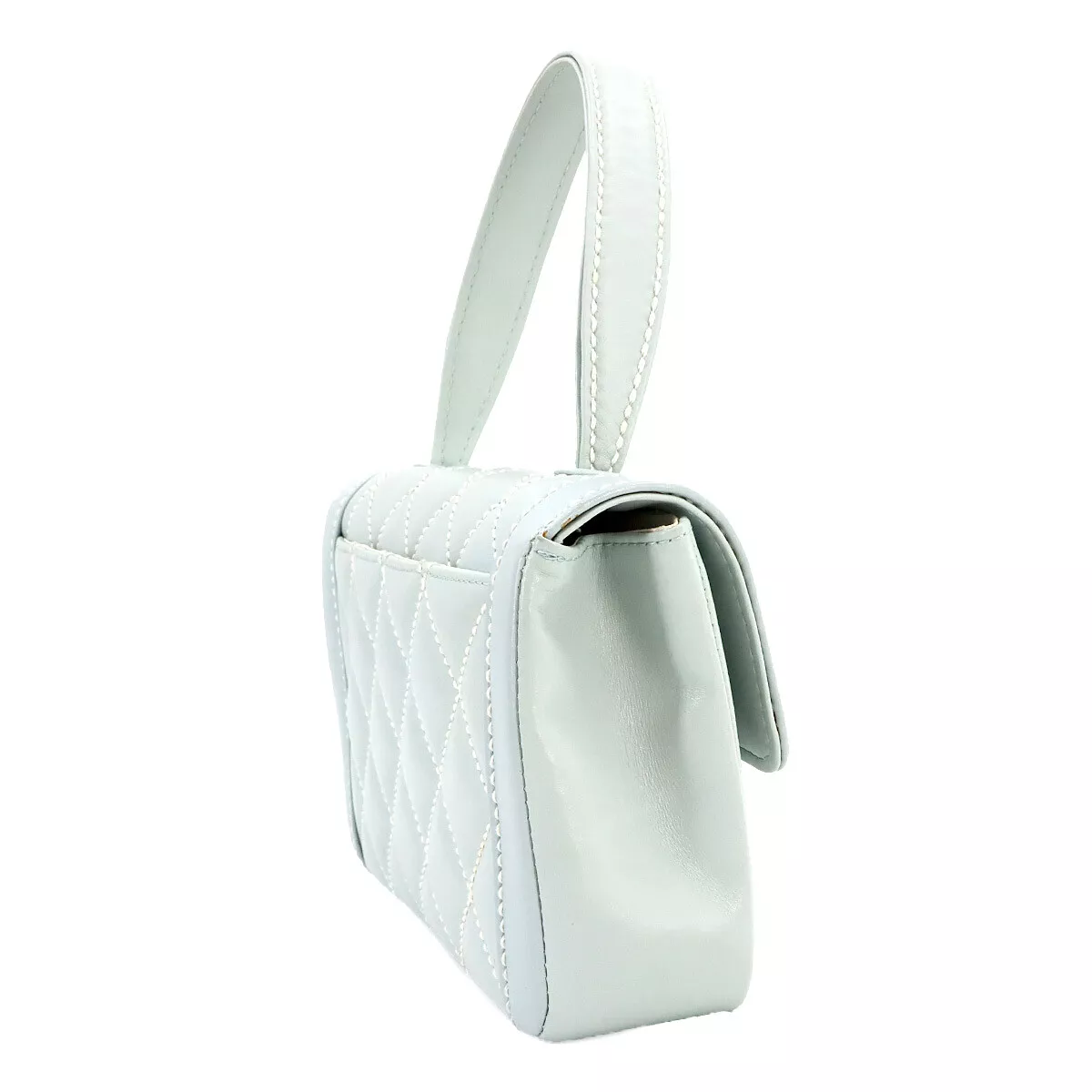 CHANEL Matelasse Wild Stitch Hand Bag Leather Light Blue